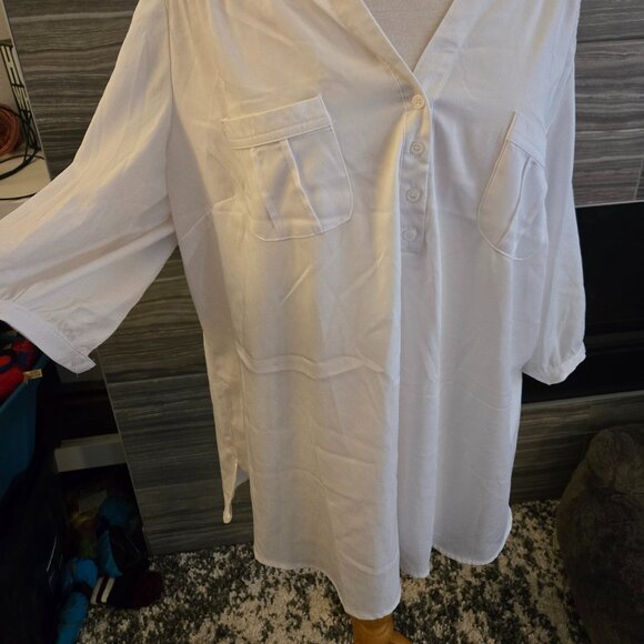Reitmans "Choose Happiness" White Tunic Blouse Plus Size 2X EUC - Picture 2 of 4